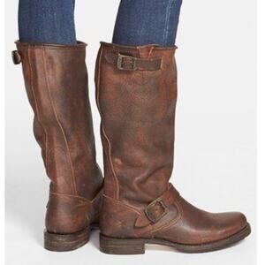 FRYE Veronica Leather Riding Slouch Knee High Boots Brown 7.5